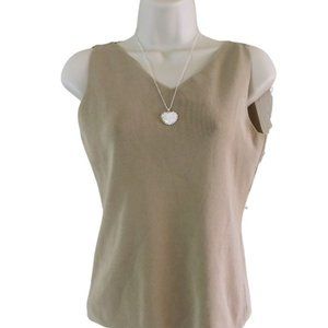 OUE PER OUE BLOUSE TOP SLEEVELESS TAN COLOR